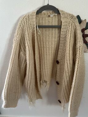 Chelsea & Violet Chunky Knit Button-Front Cardigan in Cream